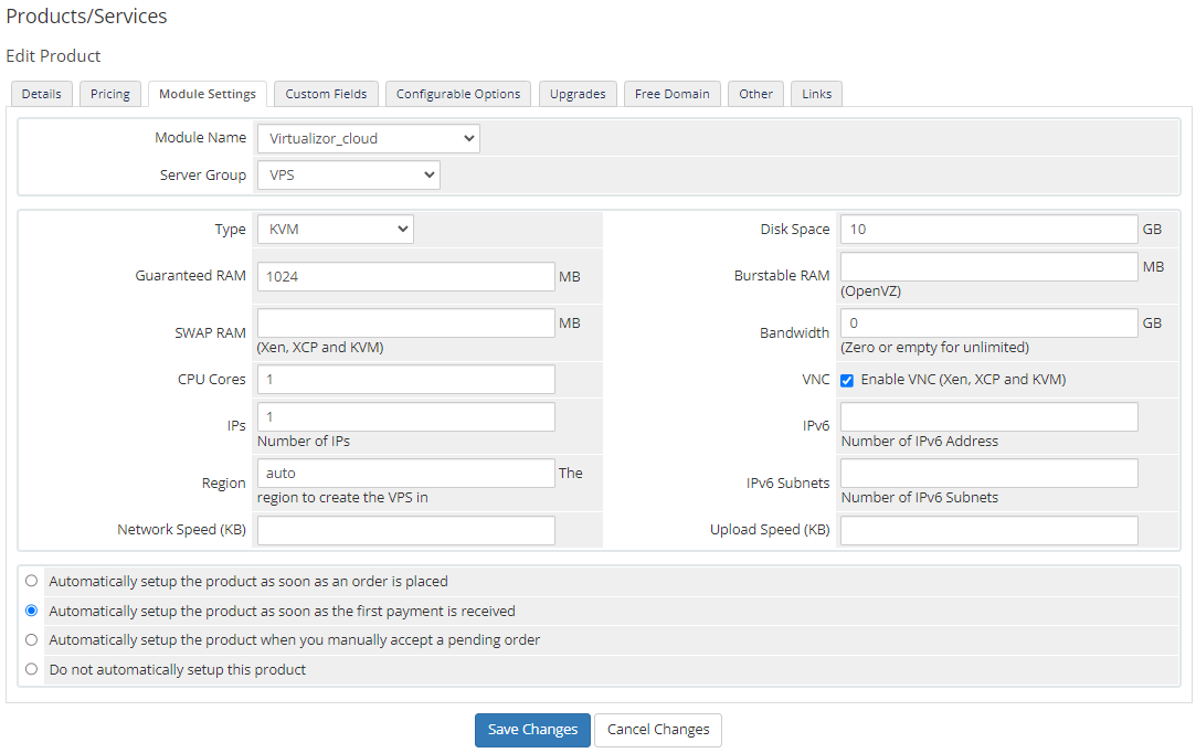 VPS config