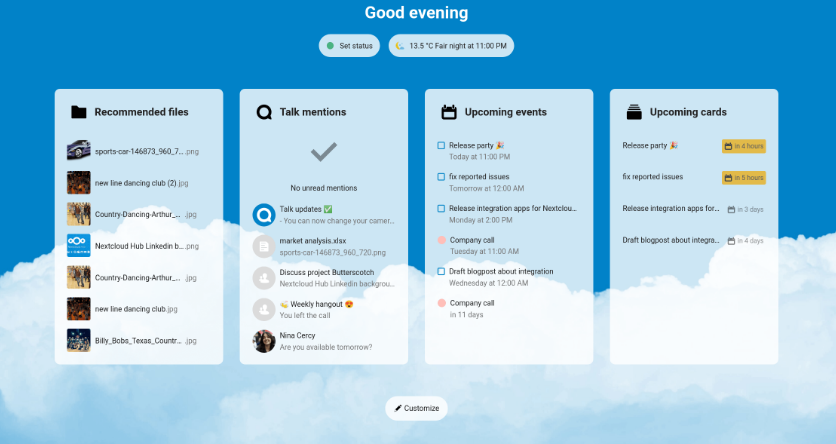 nextcloud dashboard