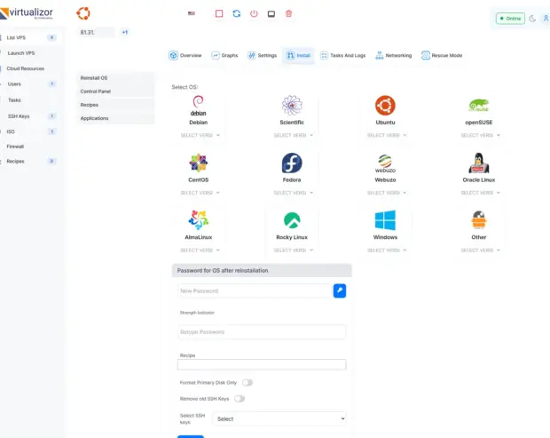Revenda VPS - Virtual Data Center 14 VPS install OS