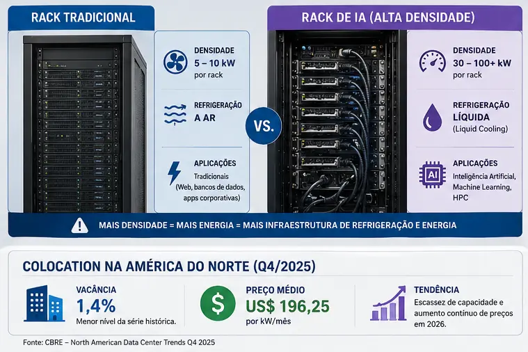 A corrida da IA está mudando o mercado de servidores e data centers 3 rack tradicional ai